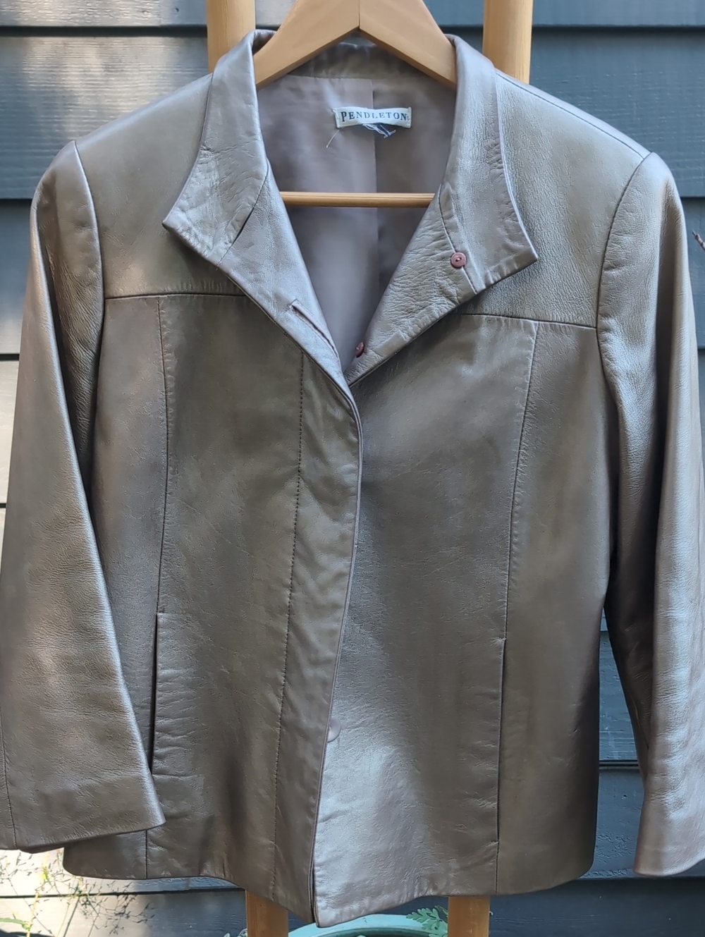 Pendleton Shimmery Leather Taupe Leather Jacket